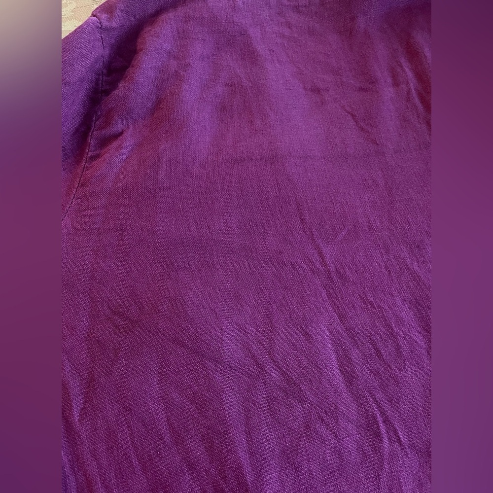 SAGA Alana Open-Front Shawl Cardigan Linen Size Large Purple - Picture 6 of 9